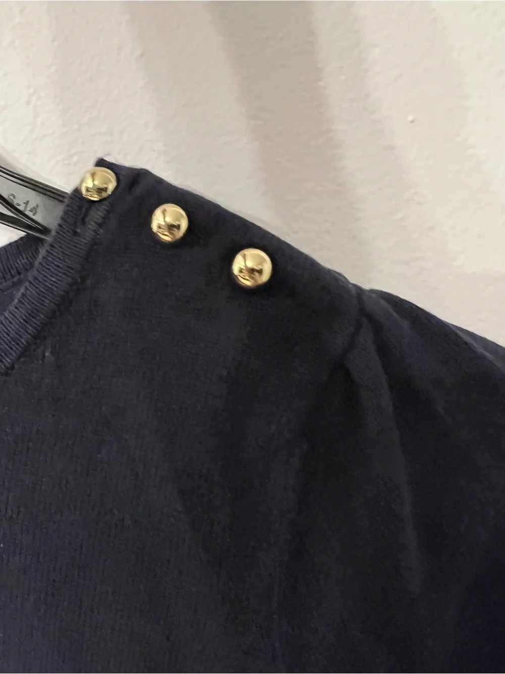 Janie and Jack Navy Horse Intarsia Crewneck Sweater with Gold Buttons